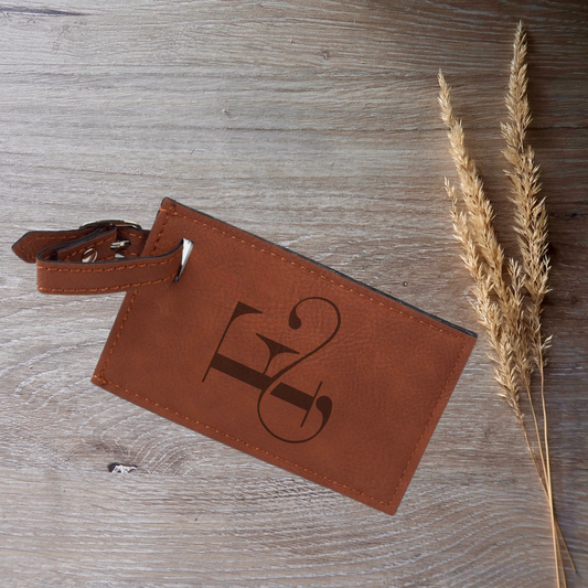 Laser Engraved Leather Luggage Tag
